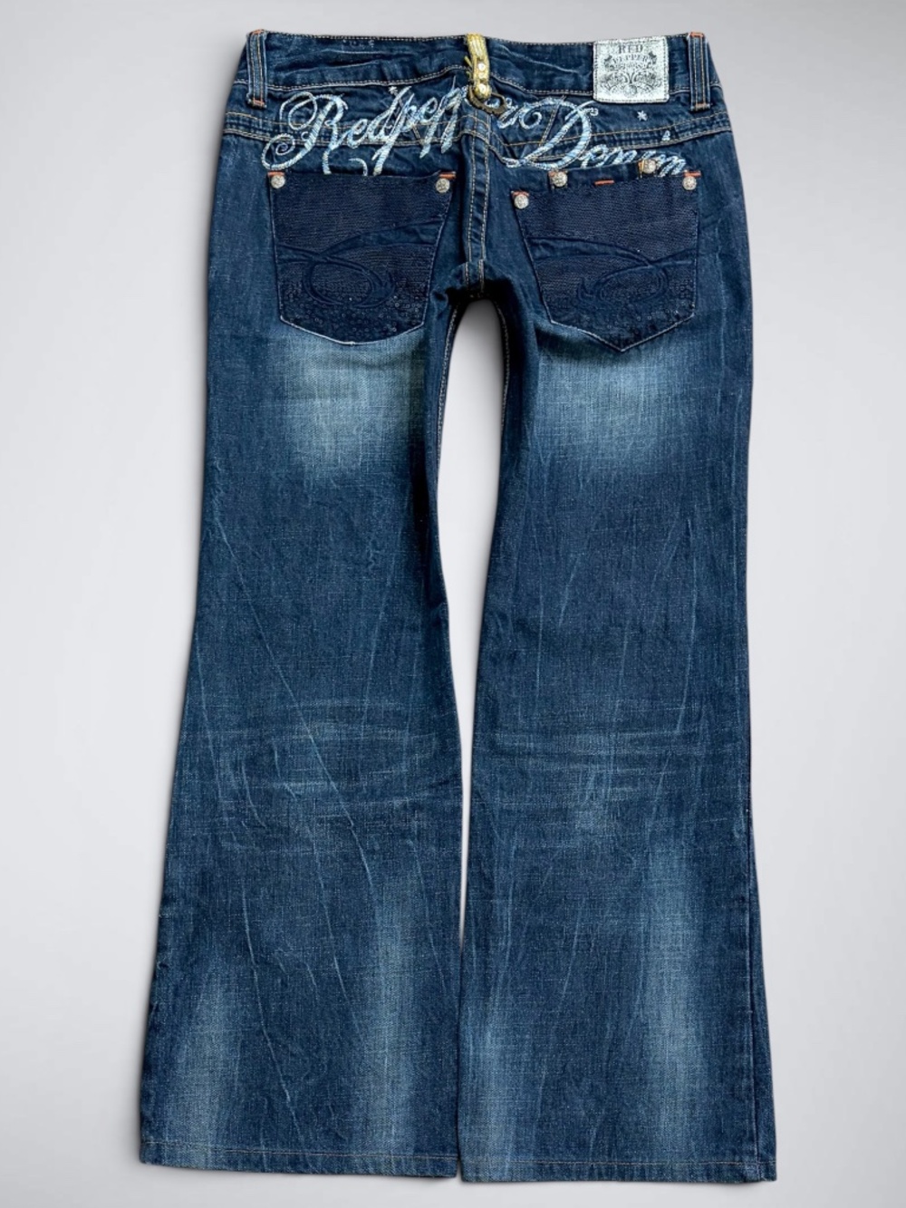 VTG Red Pepper Ultra Low Rise Sequin Detail Flare Jeans